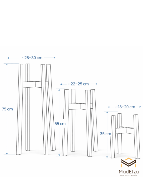 Kit de 3 Porta Macetas Encino – Alturas Escalonadas - Image 3