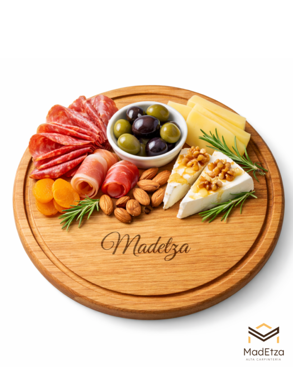 Tabla Circular para Quesos y Charcutería de Encino 30 cm | Madetza - Image 3